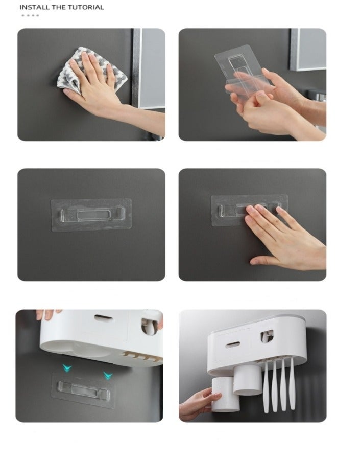 MIXDE Wall Mounted Toothpaste Dispenser And Toothbrush Holder With Two Magnetic Cups  - Image 5