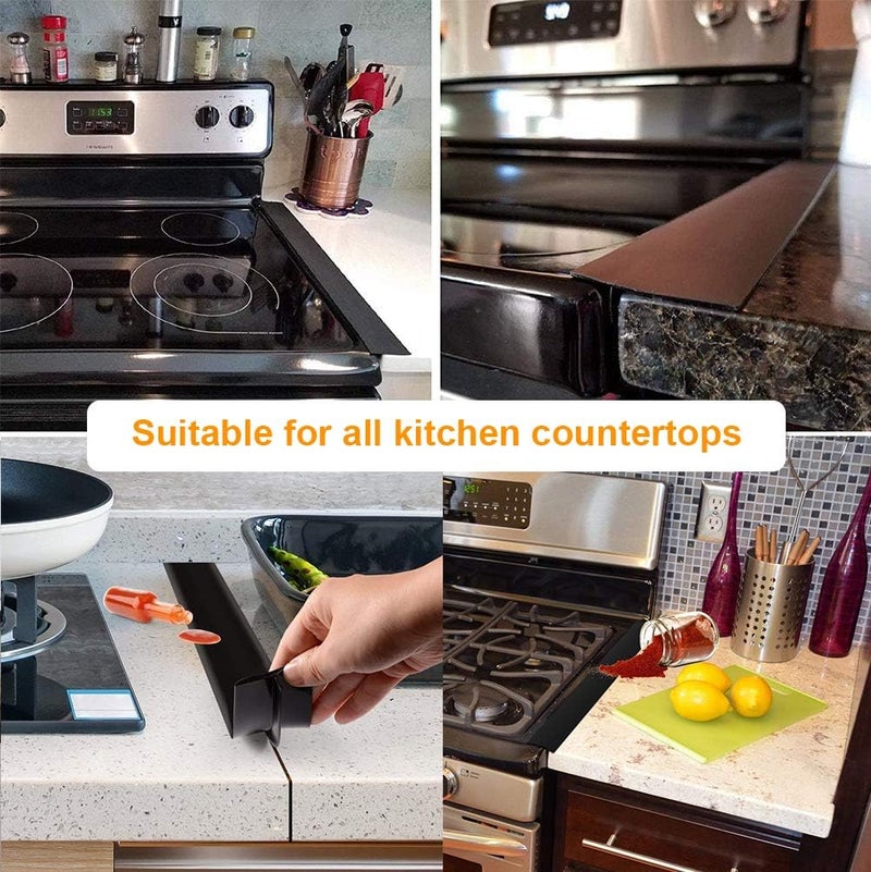 FLSEPAMB Stove Gap Covers Kitchen Counter Gap Covers (30 Inch, 2 PCS) Heat Resistant Oven Gap Filler Seals Gaps Between Stovetop and Counter, Easy to Clean, Black - Image 4