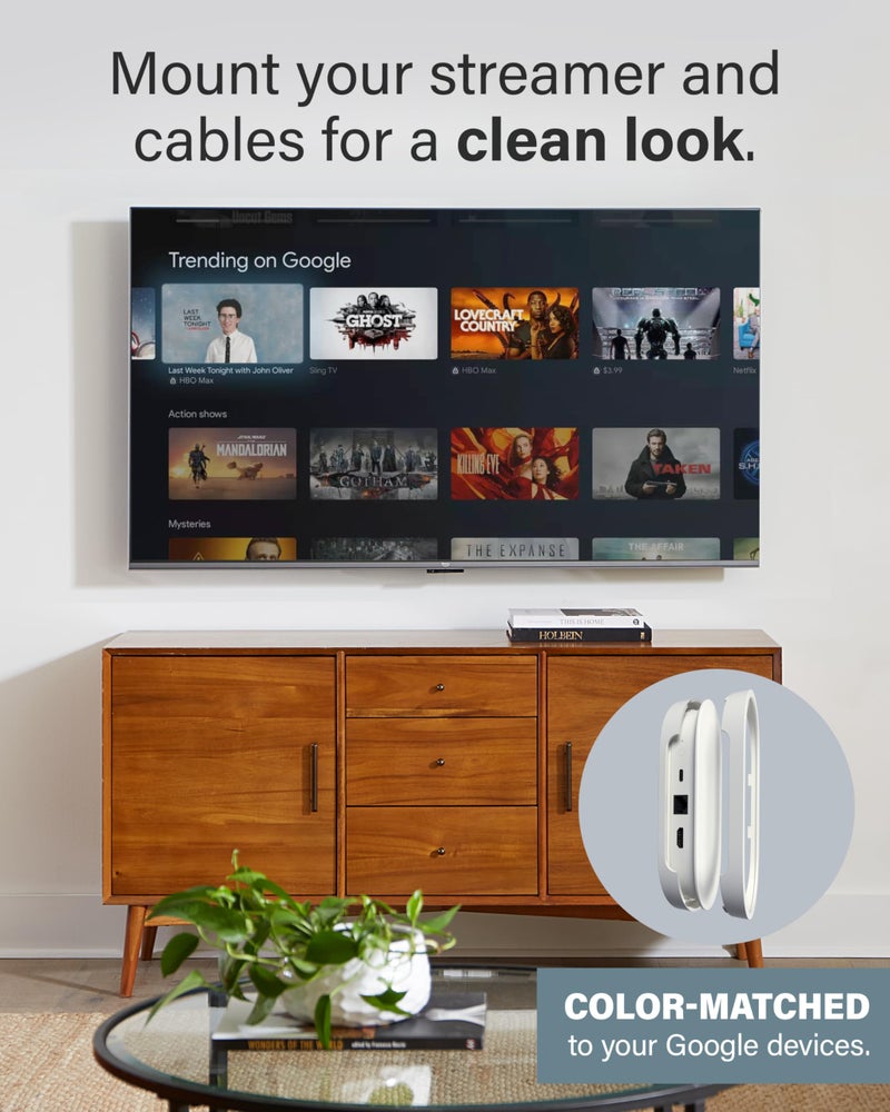 Sanus Mounting Kit for Google TV Streamer (4K) & Google TV Voice Remote Mounts â€“ Conceal Google TV Streamer Behind TV for Cable-Free Look â€“ Mount Google TV Voice Remote on Wall for Easy Access - Image 3