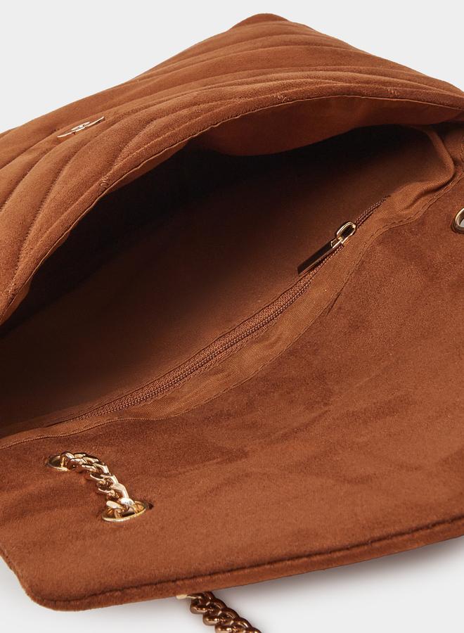 Styli Brown Chevron Shoulder Bag - Image 4