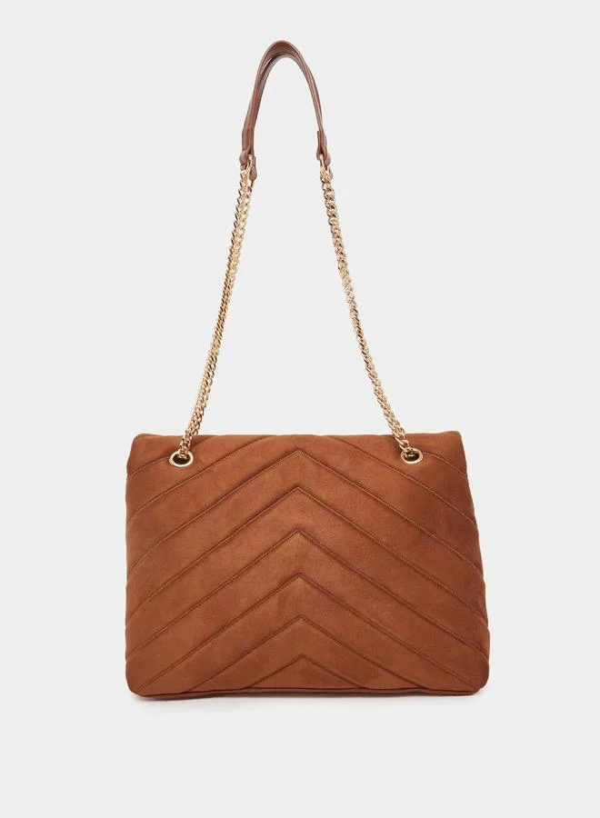 Styli Brown Chevron Shoulder Bag