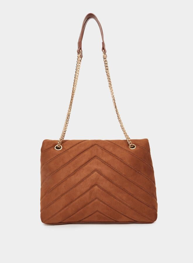 Styli Brown Chevron Shoulder Bag - Image 2