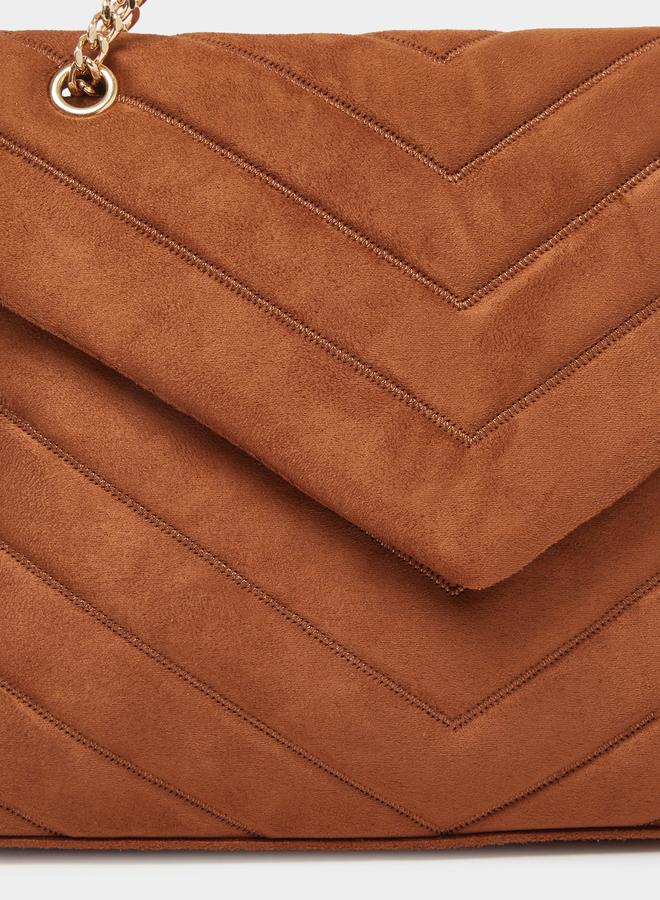 Styli Brown Chevron Shoulder Bag - Image 3