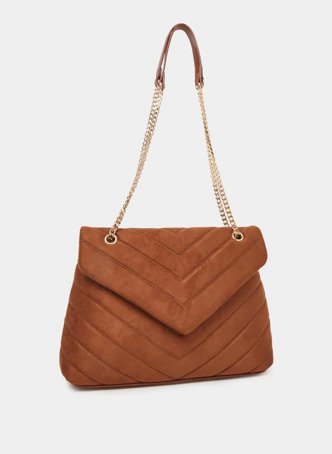 Styli Brown Chevron Shoulder Bag