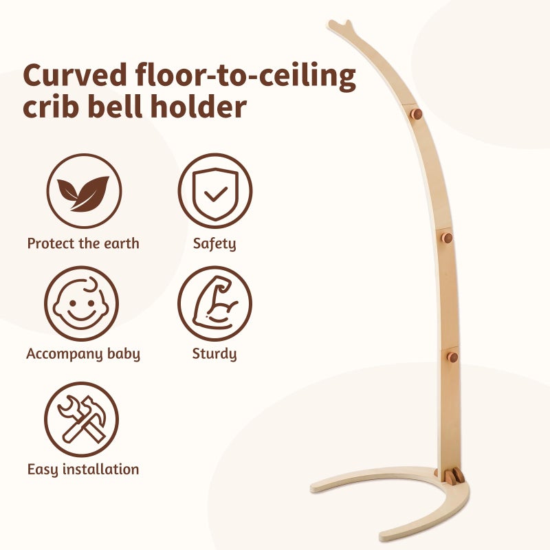 Promise Babe Baby Mobile Holder Wooden Floor Design for Baby Cot, Changing Table Baby Room DIY Wooden Mobile Holder Frame Mobile Holder for Hanging Mobile Bed Bell Wind Chime Floor Crib Holder Arm - Image 2
