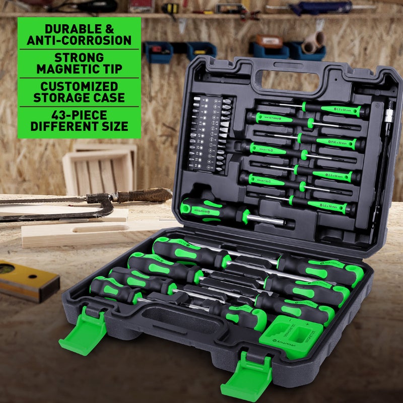 Amartisan 43-Piece Magnetic Screwdriver Set with Case - Chrome Vanadium Steel, Includes All Common Screwdriver Types - Image 5