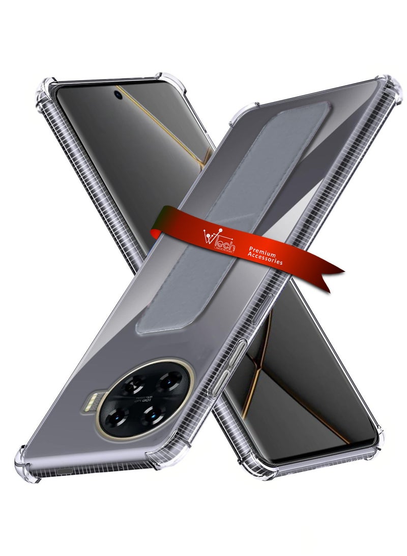 دبليو تيك غطاء وسادة هوائية بمقبض يد من مادة TPU لهاتف تكنو سبارك 20 برو+ / سبارك 20 برو بلس 4G 2023 شفاف/رمادي - Image 1