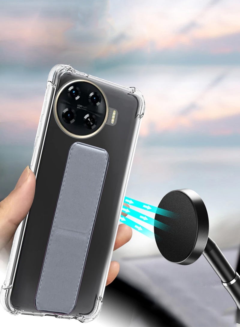 دبليو تيك غطاء وسادة هوائية بمقبض يد من مادة TPU لهاتف تكنو سبارك 20 برو+ / سبارك 20 برو بلس 4G 2023 شفاف/رمادي - Image 4