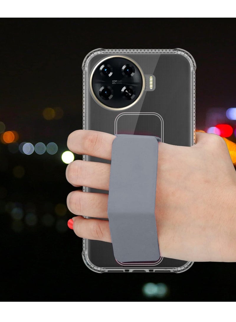 دبليو تيك غطاء وسادة هوائية بمقبض يد من مادة TPU لهاتف تكنو سبارك 20 برو+ / سبارك 20 برو بلس 4G 2023 شفاف/رمادي - Image 3