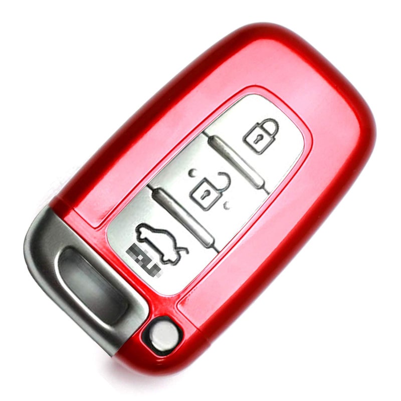 iJDMTOY Exact Fit Gloss Metallic Red Smart Remote Key Fob Shell Compatible with Hyundai Veloster Sonata Elantra Genesis Kia Optima Forte Please Double Check The YearFitment in Description