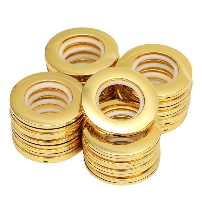 Adyoney 20 Pcs Plastic Curtain Grommets, ABS Curtain Eyelet Rings, Round Rings, Inner Diameter 1-9/16"(40mm), External Diameter 2.91"(74mm), for Window Curtain Rods(Bright Gold) - Image 1