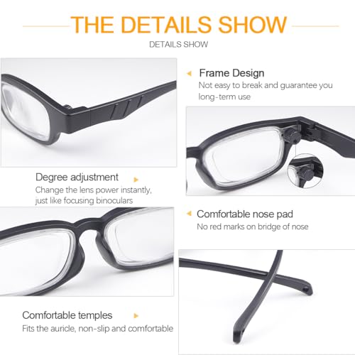 YIMI Flex Focal Adjustable Glasses Dial Vision Reading Glasses Zoom Eyeglasses Men Women One Power Auto Focus Presbyopic Readers Variable Focus Eyewear For Reading Distance Near Far Sight Spectacles - Image 4