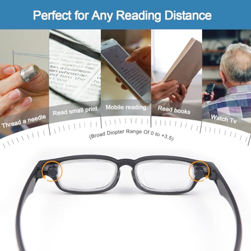 YIMI Flex Focal Adjustable Glasses Dial Vision Reading Glasses Zoom Eyeglasses Men Women One Power Auto Focus Presbyopic Readers Variable Focus Eyewear For Reading Distance Near Far Sight Spectacles - Image 2