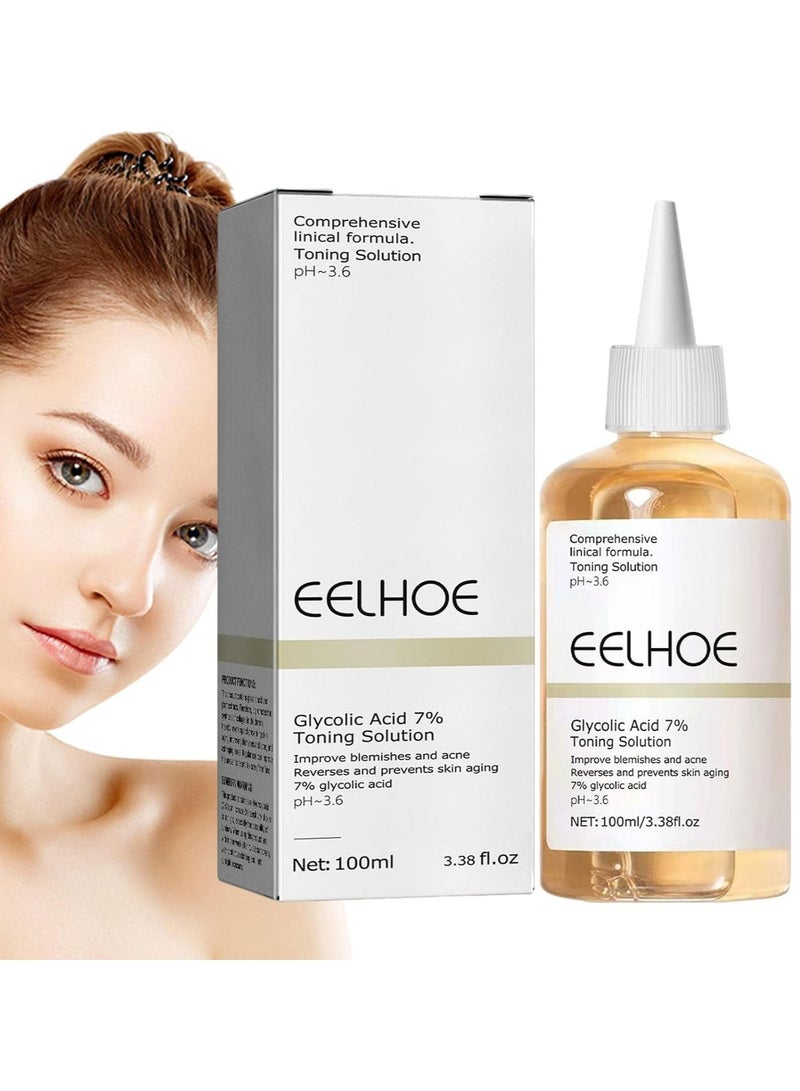 EELHOE 100ml/3.38fl.oz Face Toner Glycolic Acid Toner 7% Facial Astringent For Oily Problem & Pimple Prone Skin Face Wrinkles And Lines - Image 1