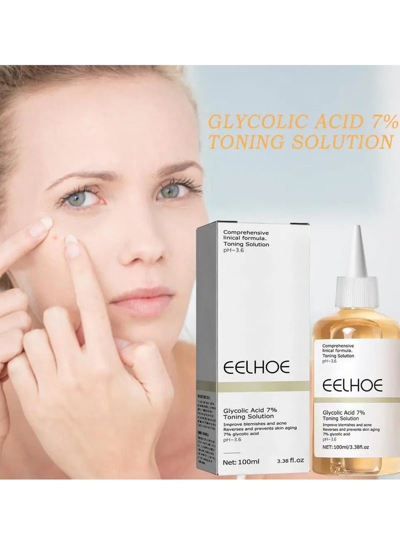 EELHOE 100ml/3.38fl.oz Face Toner Glycolic Acid Toner 7% Facial Astringent For Oily Problem & Pimple Prone Skin Face Wrinkles And Lines - Image 3