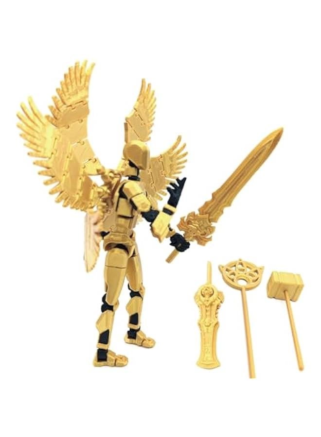 Generic Sixth Generation Gold T13 Action Figure with Stand, Lucky 13 Action Figure,Multi-Joint Movable Robot, PVC Model Full Body Mobile Robot Desktop Decoration - Image 1