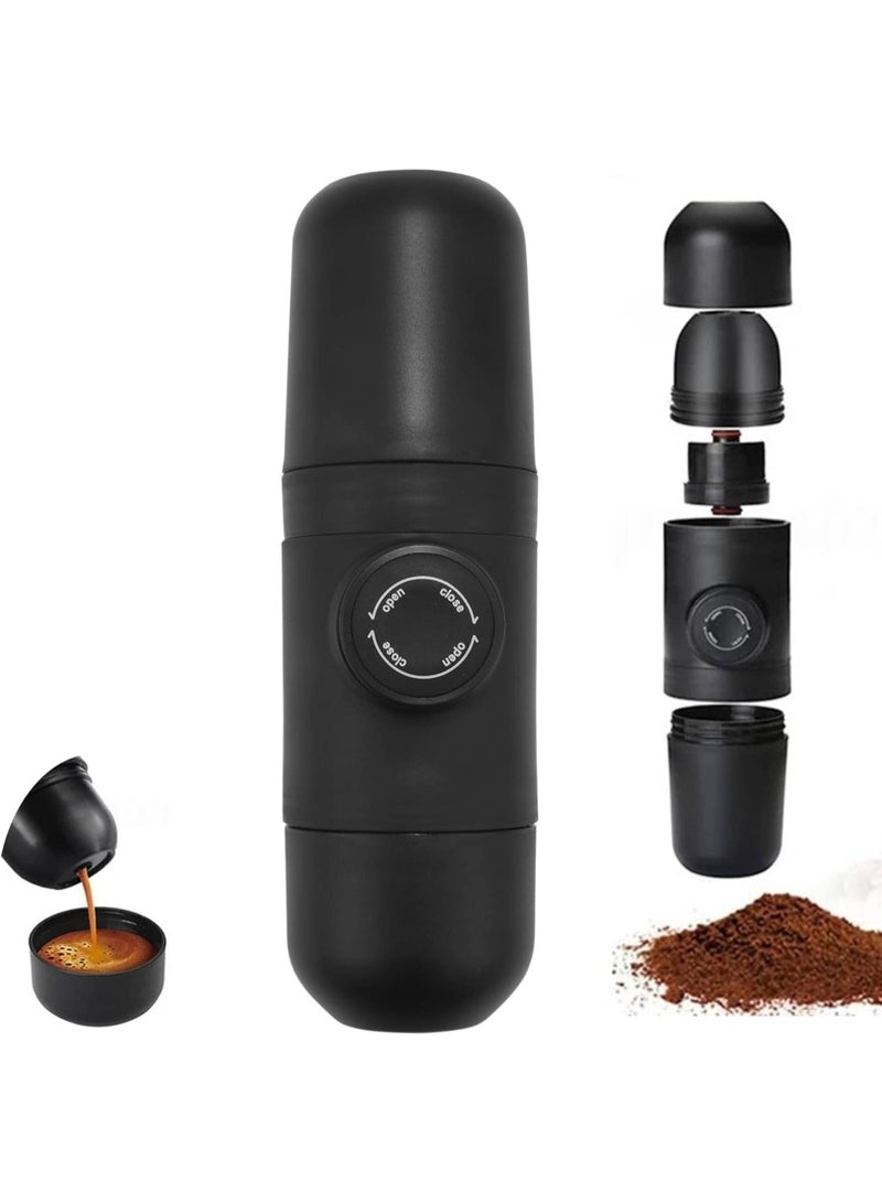 آلة صنع إسبرسو محمولة يدويًا متعددة الاستخدامات لصنع القهوة الطازجة في أي مكان – ماكينة قهوة متنقلة مناسبة للسفر والرحلات والسيارة، تصميم مضغوط وخفيف، سهلة الاستخدام والتنظيف، مناسبة للبن المطحون والإسبريسو - Image 1