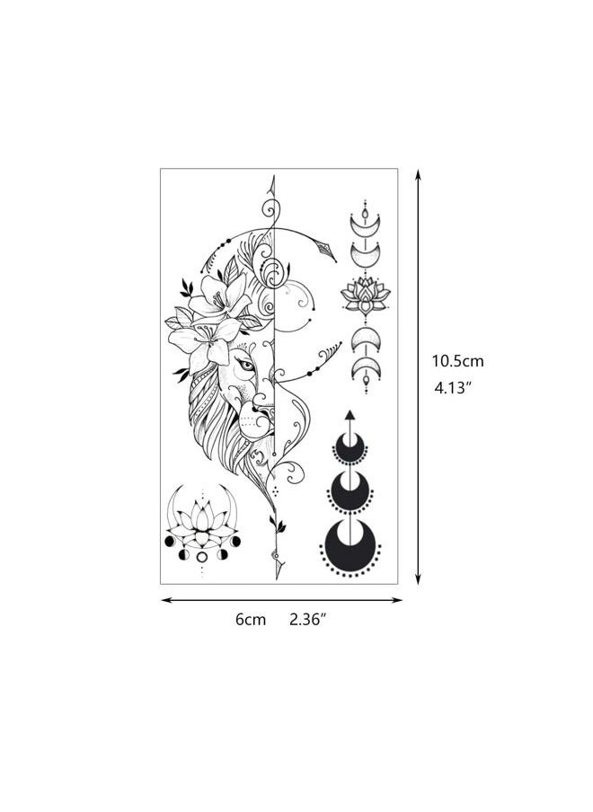 Glaryyears - 20 Sheets Black Tiny Temporary Tattoo, Hands Face Tattoo Sticker for Men Women, Moon Butterly Bird Flower Floral Designs Body Art on Arm Neck Shoulder Clavicle Waterproof - Image 1