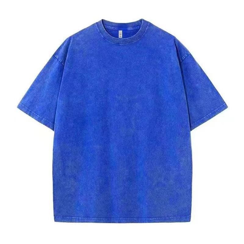 Batik Distressed Heavyweight T-Shirt Loose Popular Short-Sleeved Round Neck 2024 Men'S And Women'S Summer Pure Cotton Clothing Trend - Image 1