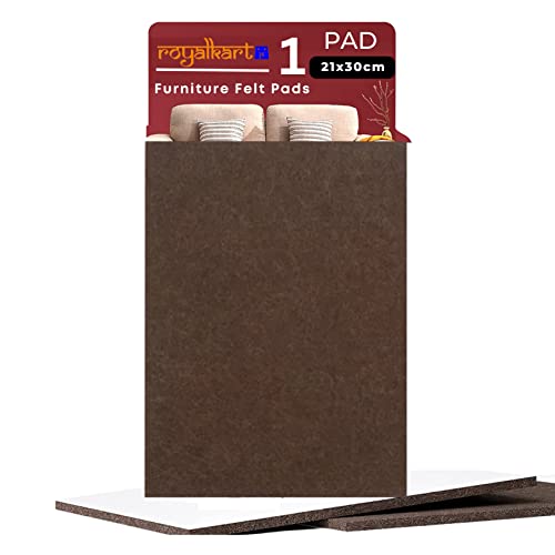 Royalkart® Furniture Felt Pad Sheet, 30cmx21cm | Anti-Slip Strong Adhesive Cuttable Furniture Pads | Noise Reduction Floor Protector for Hardwood Floors, Tiles, Chair, Dining Tables (Brown- Pack of 1) - Image 1