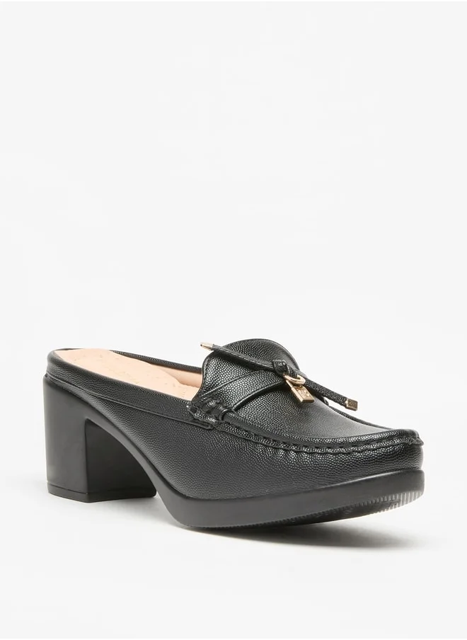 فلورا بيلا من شو إكسبرس Women's Solid Slip-On Mules with Block Heels and Tie-Up Detail