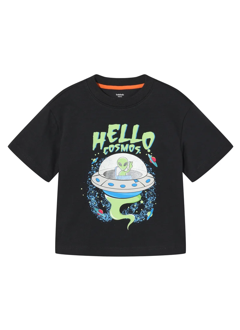 Balabala Kids Boy Round v-neck short-sleeved T-shirt