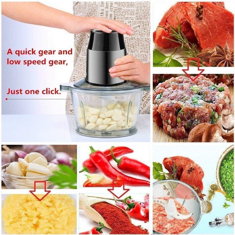 JENY JENY Electric Meat Grinders with Bowl 400W Heavy for Kitchen Food Chopper Meat Vegetables Onion Garlic Slicer Dicer Fruit Nuts Blender 4 Detachable Stainless Steel Blades Fast Slow 2 Speeds  - Image 5