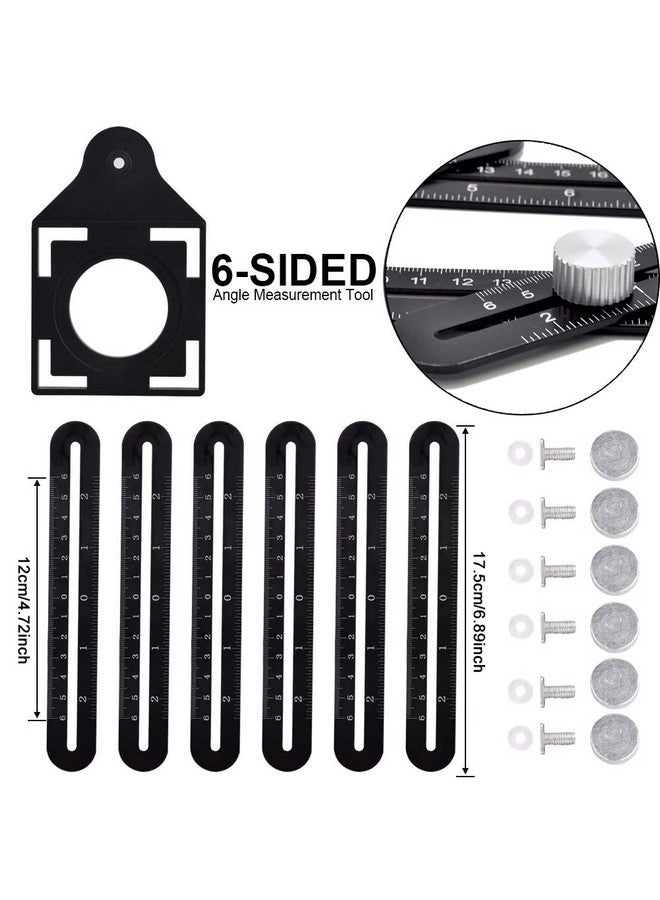 Angzhili 1 Pack Multi Angle Measuring Ruler,Aluminum Alloy Multi-Function Angle Ruler,6 Section Ceramic Tile Opening Locator, Angle Measurement Tool,Band Hole Locator - Image 2
