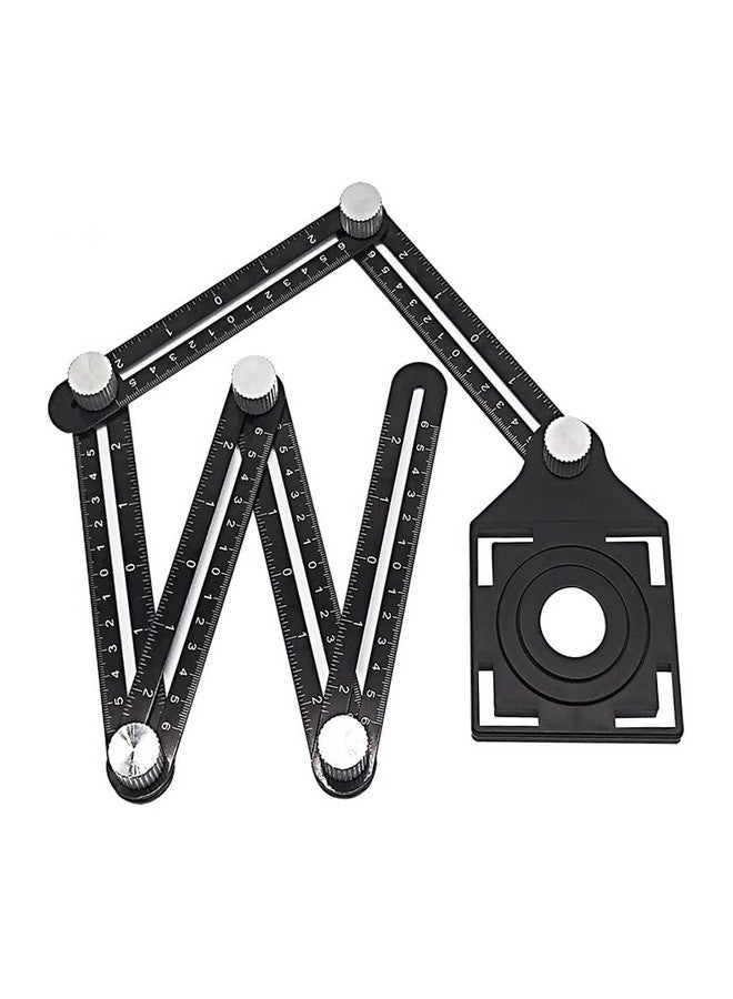 Angzhili 1 Pack Multi Angle Measuring Ruler,Aluminum Alloy Multi-Function Angle Ruler,6 Section Ceramic Tile Opening Locator, Angle Measurement Tool,Band Hole Locator - Image 1