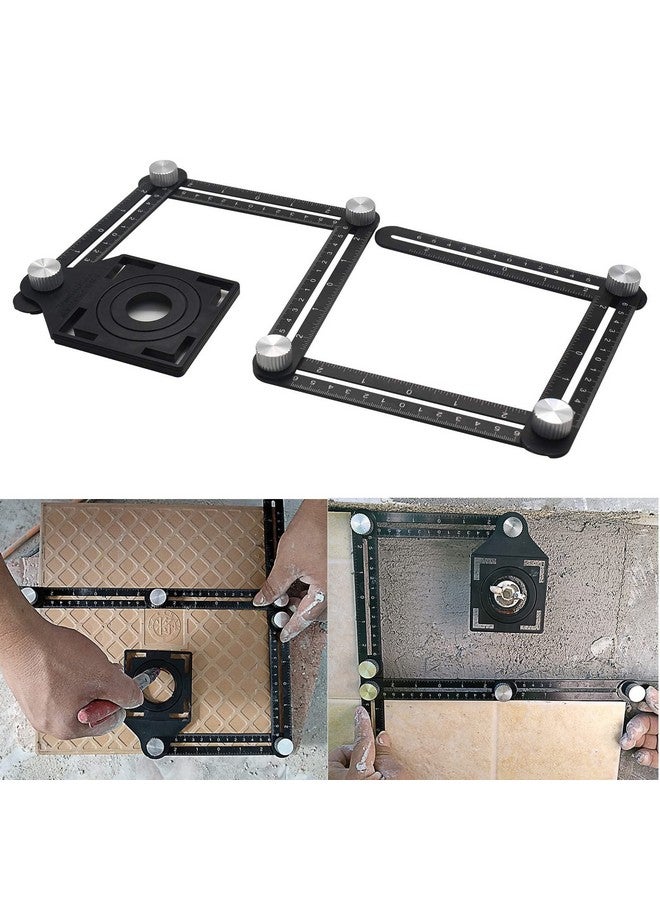 Angzhili 1 Pack Multi Angle Measuring Ruler,Aluminum Alloy Multi-Function Angle Ruler,6 Section Ceramic Tile Opening Locator, Angle Measurement Tool,Band Hole Locator - Image 3