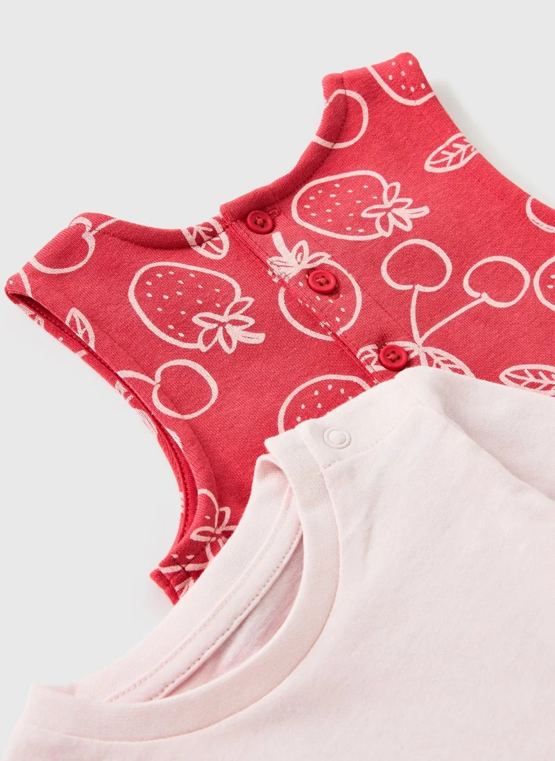 Matalan Baby Red Strawberry Print Top & Dungaree Set