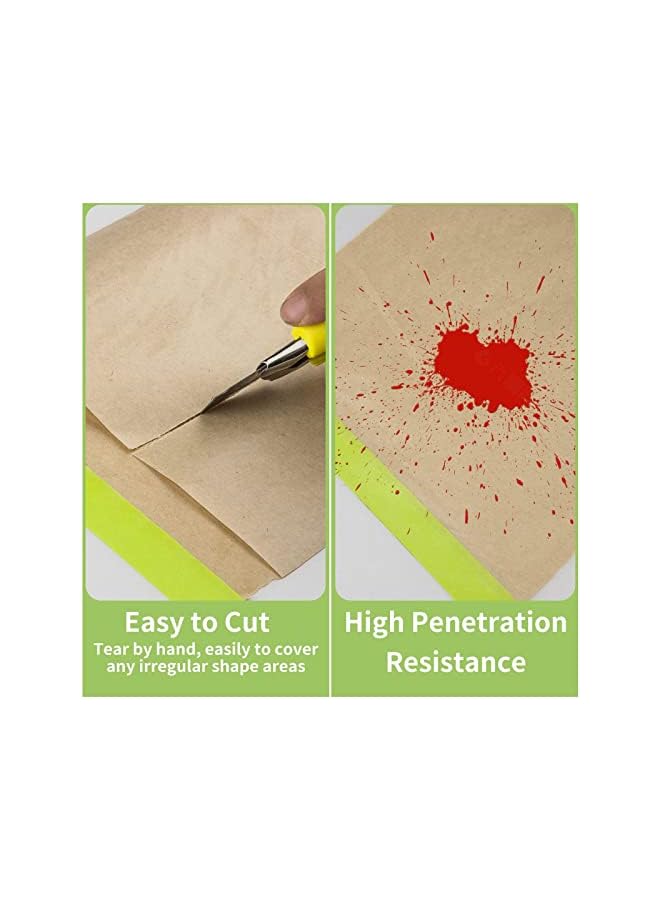 PROMASS promass Pre-Taped Masking Paper for Painting 45cmx12m Tape and Drape Painters Paper, Paint Adhesive Protective Paper Roll for Covering Skirting, Frames, Cars and Auto Body (4 Rolls)  - Image 5