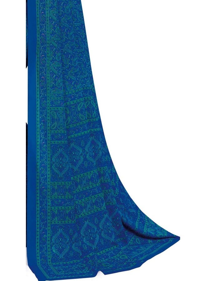 Miraan Miraan Women's Silk Blend Saree with Blouse Piece (BANISA1602, Blue) - Image 3