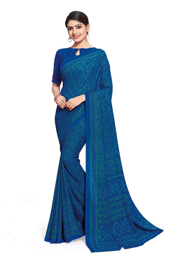 Miraan Miraan Women's Silk Blend Saree with Blouse Piece (BANISA1602, Blue) - Image 1
