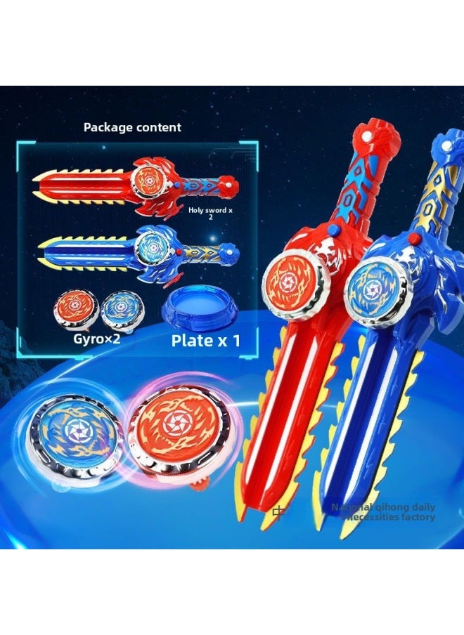 Generic - Luminous Alloy Gyro Sword Toy Children's Alloy Battle Interactive Boy Langrisser Launcher Rotating Zhantuo-Color:I* Luminous Gyro [ice Soul Blue Sword]-Specifications:Interactive Battle-lighting Gyro Sword-transmitter - Image 1