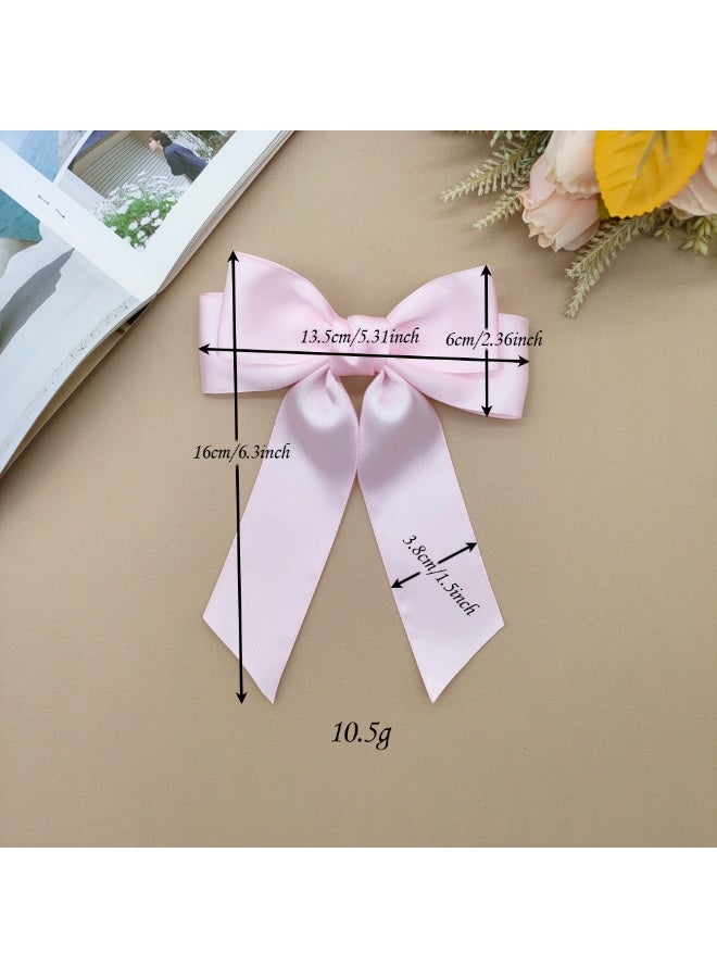 Sky Shine 6 Pcs Multicolor Big Silk Satin Ribbon Hair Bows – Large Hair Bow Clips & Barrettes for Women, Soft Durable Hair Accessories for Ponytails, Updos & Daily Styling - Image 4