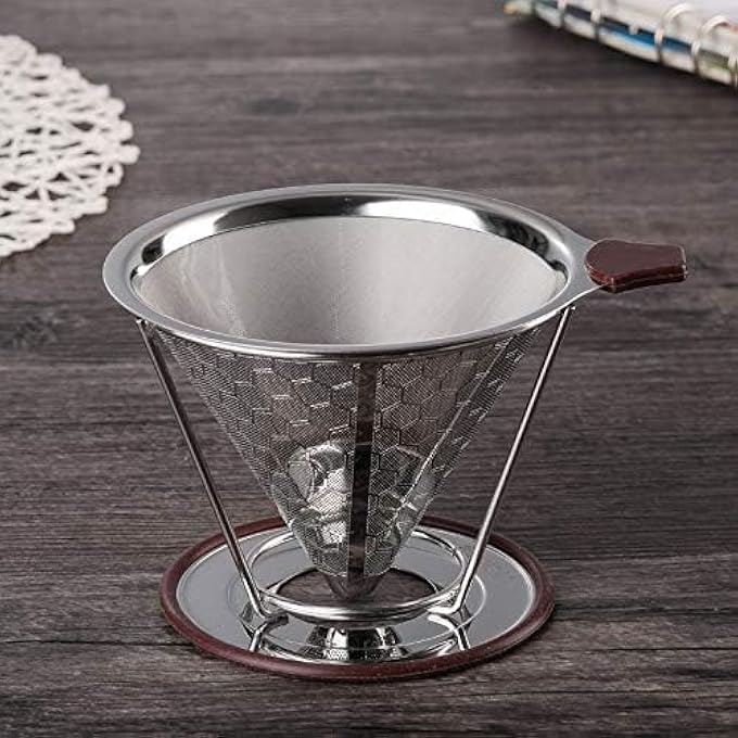 Silk Route Pour Over Coffee Dripper Stainless Steel Coffee Filter Reusable Pour Over Coffee Filter Cone Coffee Dripper With Removable Cup - Image 3
