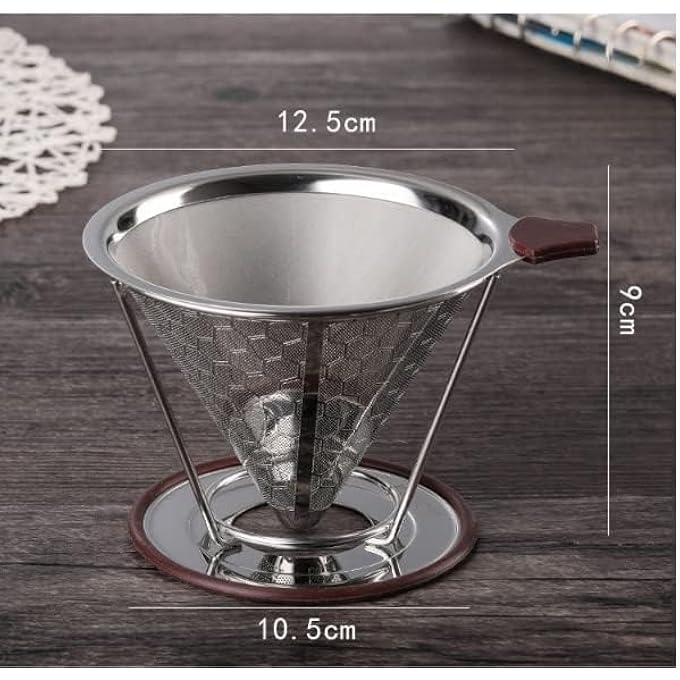 Silk Route Pour Over Coffee Dripper Stainless Steel Coffee Filter Reusable Pour Over Coffee Filter Cone Coffee Dripper With Removable Cup - Image 2