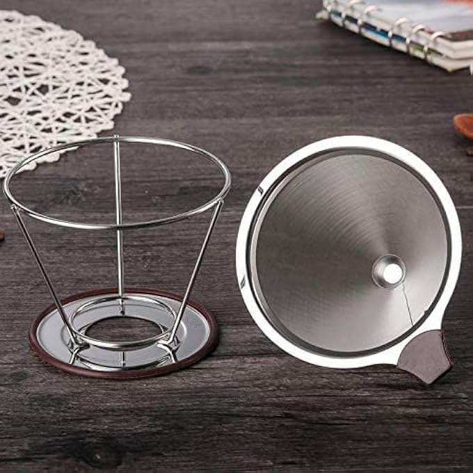 Silk Route Pour Over Coffee Dripper Stainless Steel Coffee Filter Reusable Pour Over Coffee Filter Cone Coffee Dripper With Removable Cup - Image 4