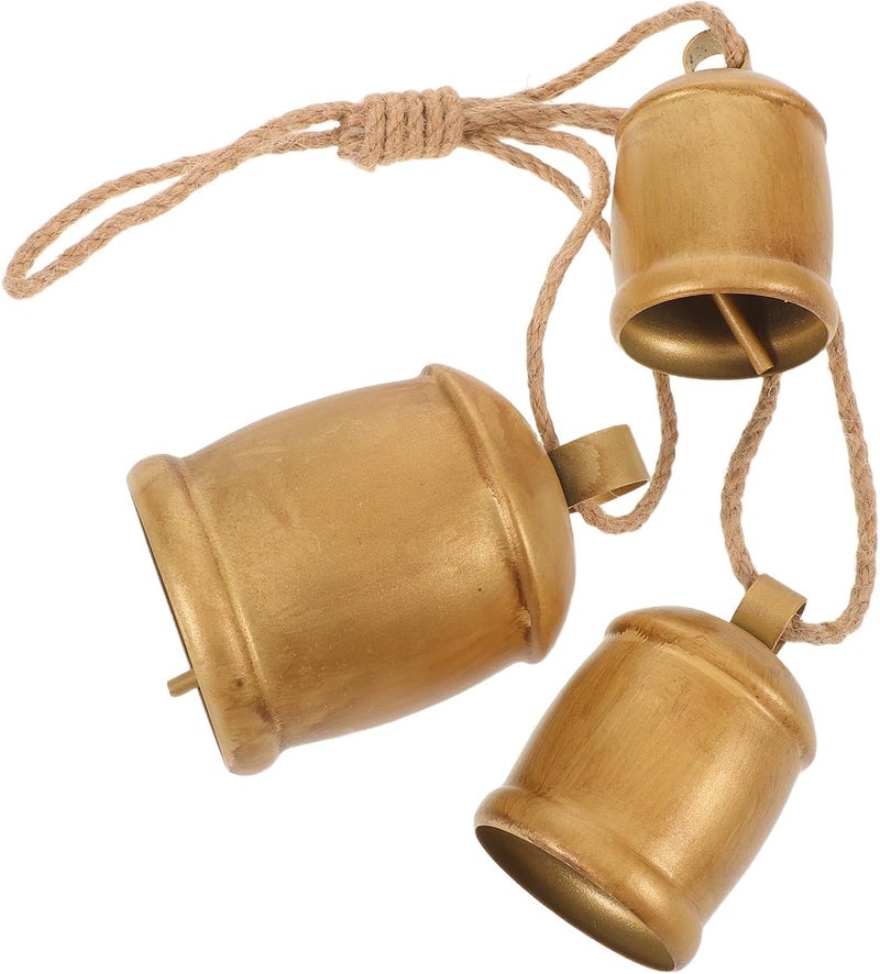 MAGICLULU Vintage Metal Hanging Bells Chime Decorative Cow Bell with Jute Rope for Christmas Door Window Wreath Home Décor Accent - Image 1