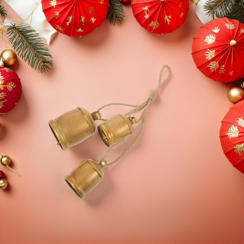 MAGICLULU Vintage Metal Hanging Bells Chime Decorative Cow Bell with Jute Rope for Christmas Door Window Wreath Home Décor Accent - Image 5