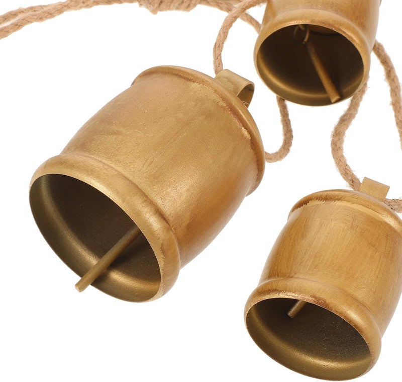 MAGICLULU Vintage Metal Hanging Bells Chime Decorative Cow Bell with Jute Rope for Christmas Door Window Wreath Home Décor Accent - Image 2