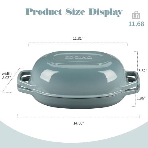 EDGING CASTING Enameled Cast Iron Oval Dutch Oven Pot with Lid, Dutch Oven for Sourdough Bread Baking, Bread Oven, Bread Dutch Oven, Oval Bread Pan, 5qt, Seasalt - Image 2