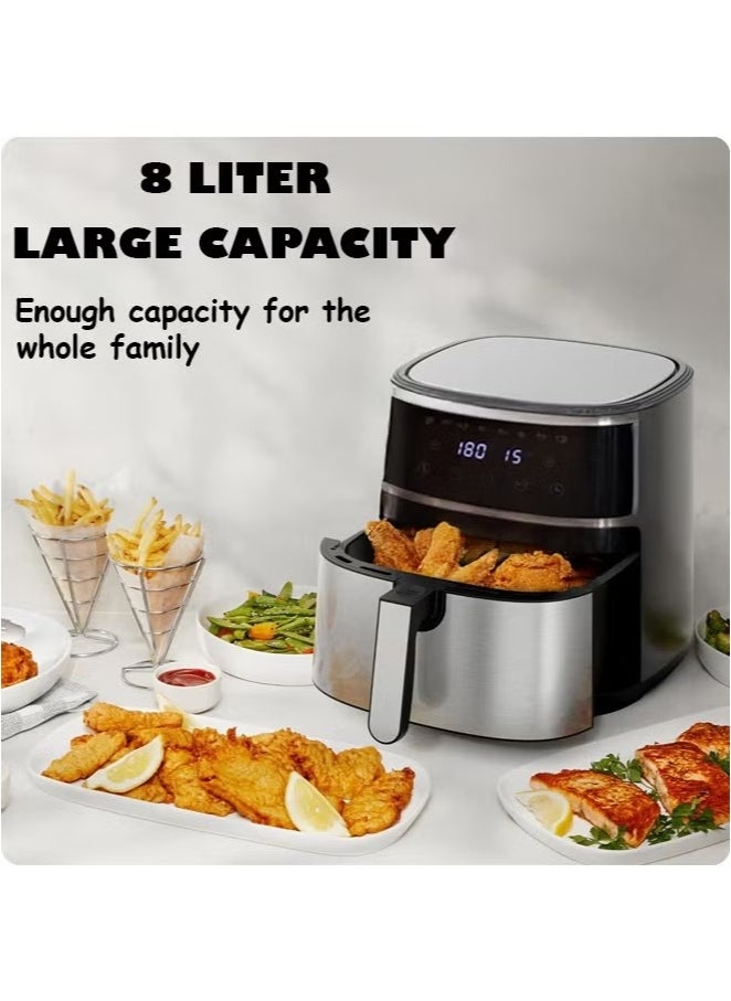 Automatic Air Fryer 8L 1500 W  with Digital Control, Preheat Function, and Overload Protection for Healthy Cooking without Oil
