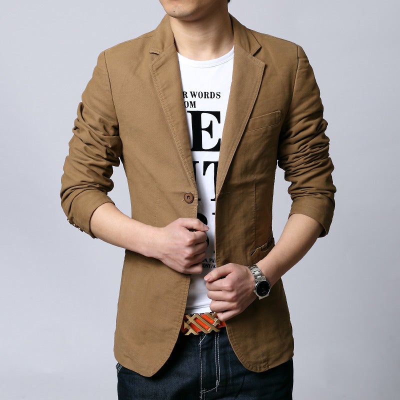 Spring and Autumn New Two-button Suit Men's Korean-style Slim-fit Small Suit Men's Cotton Jacket plus size Style Western-style Fashion - Image 1