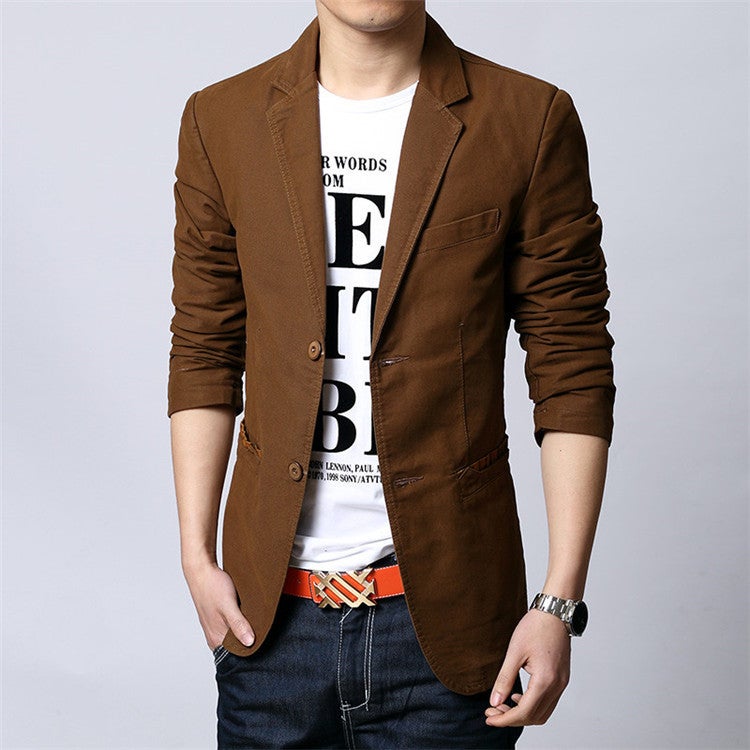 Spring and Autumn New Two-button Suit Men's Korean-style Slim-fit Small Suit Men's Cotton Jacket plus size Style Western-style Fashion - Image 5