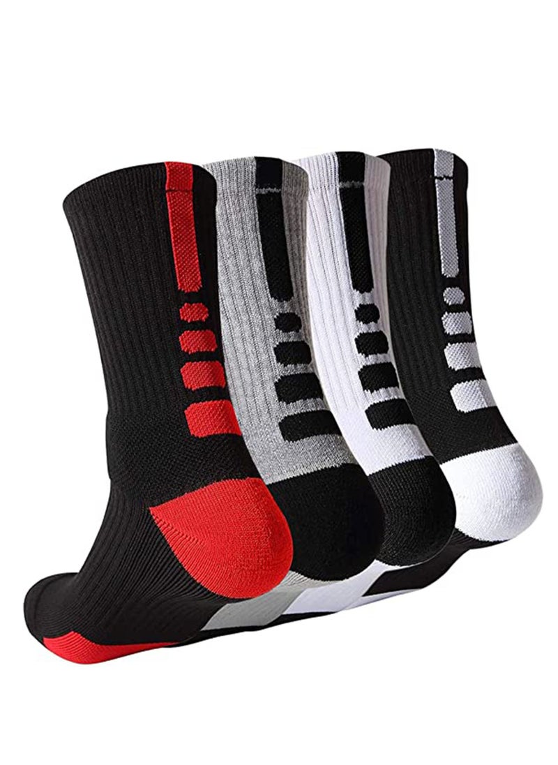 Joyelink 4 Pairs Basketball Socks for Men Running Training Boys Compression Cotton Sock Men Athletic Crew Socks Performance Thick Cushioned Sport Lightweight and Breathable  - Image 1
