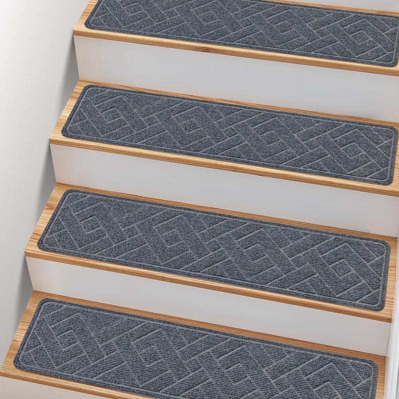PATTENGO Non Slip Stair Treads for Wooden Steps,15 Pack 8" X 30" Stairs Carpet Treads Indoor with Reusable Peel and Stick Adhesive for Kids Elders and Pets - Image 1