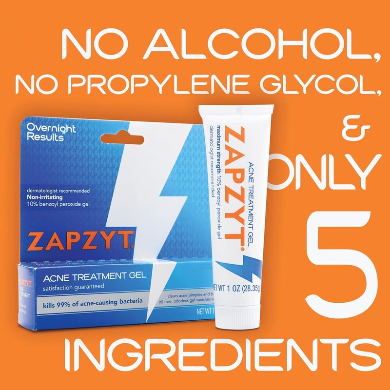 Zapzyt Maximum Strength Benzoyl Peroxide Acne Treatment Gel - 1oz - Image 3
