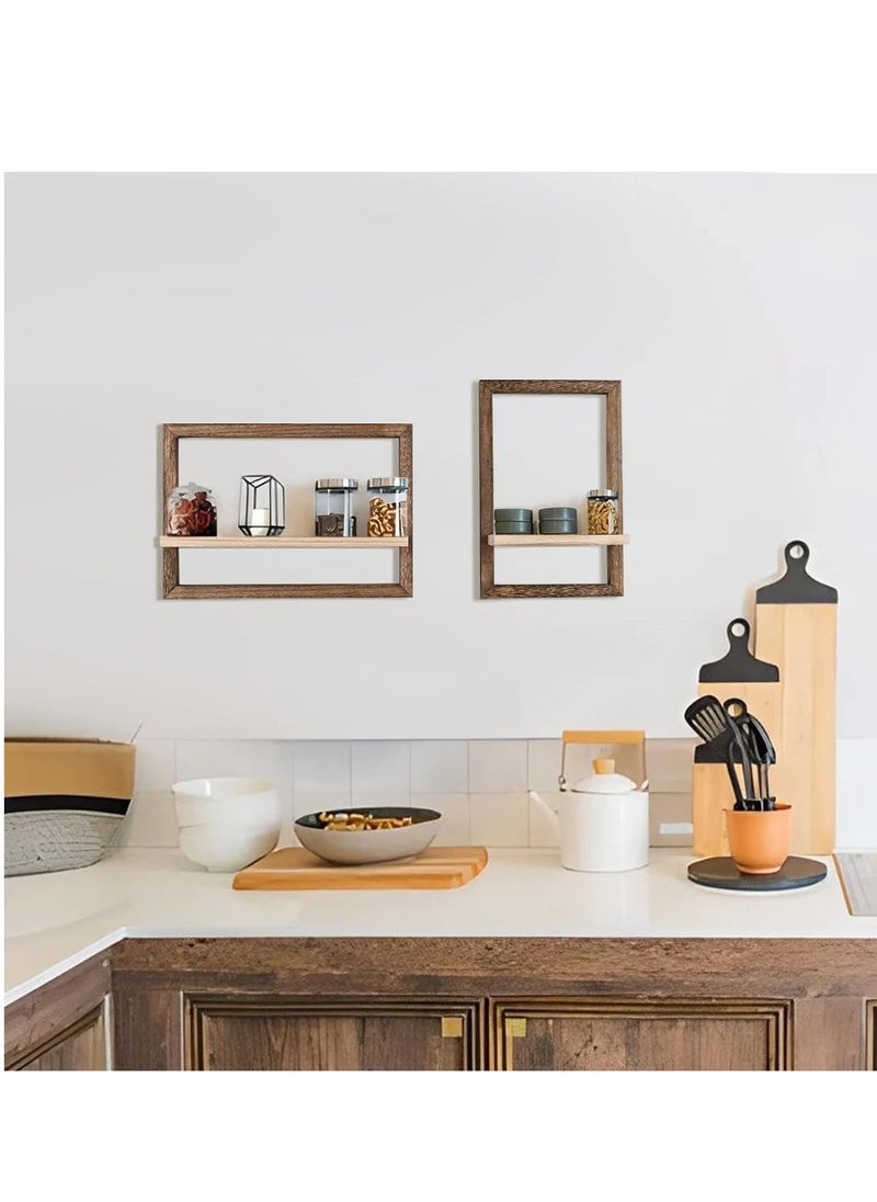 MIXDE Wall Shelves Floating Shelves for Wall Set of 4, Hanging Shelves for Wall storage, Square Wall Shelf Decor, Wall Mounted Shelves for Bathroom, Living Room Brown  - Image 3